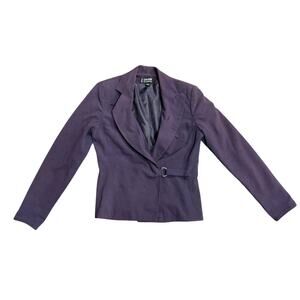 Levine Classics Larry Levine Women Purple Blazer Mock Belt Size 4 Career Office